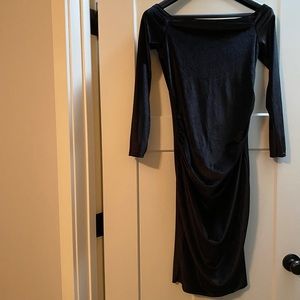 Black velvet maternity off-ahoulder dress